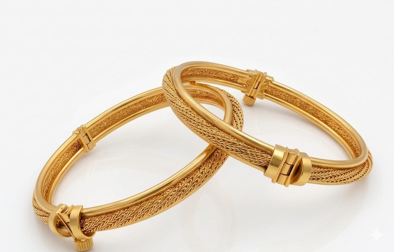 Openable Screw Gold Plated 2 Bangles