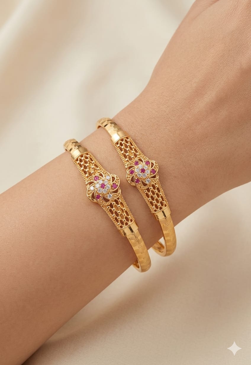 Gold Plated Adjustable Bangles - Image 2