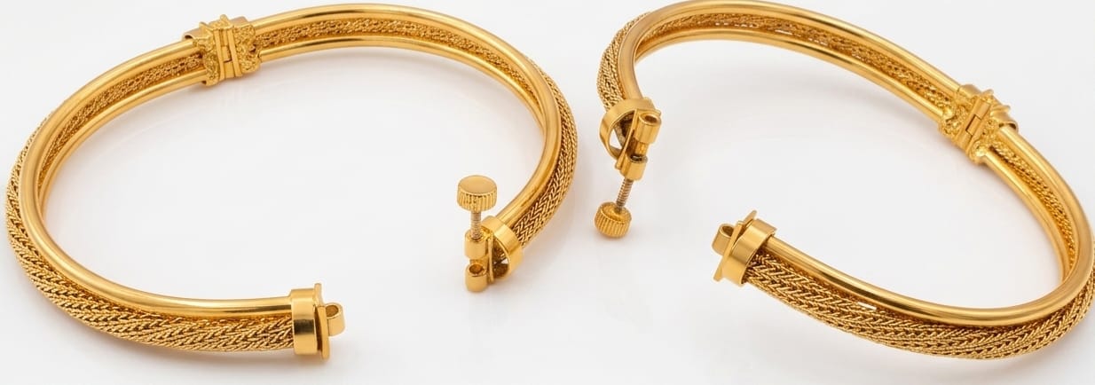 Openable Screw Gold Plated 2 Bangles - Image 3