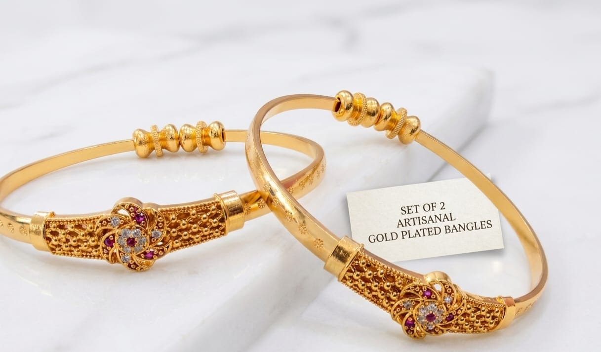 Gold Plated Adjustable Bangles - Image 3