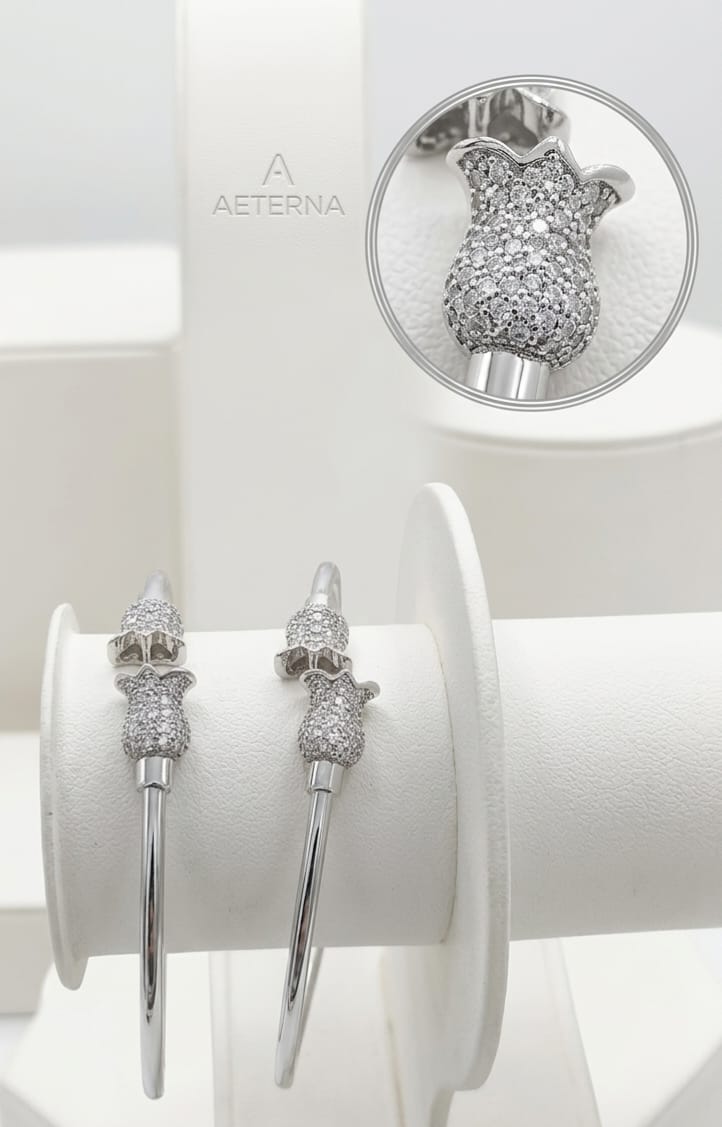 Lotus Design Stainless Adjustable Bangles - Image 2