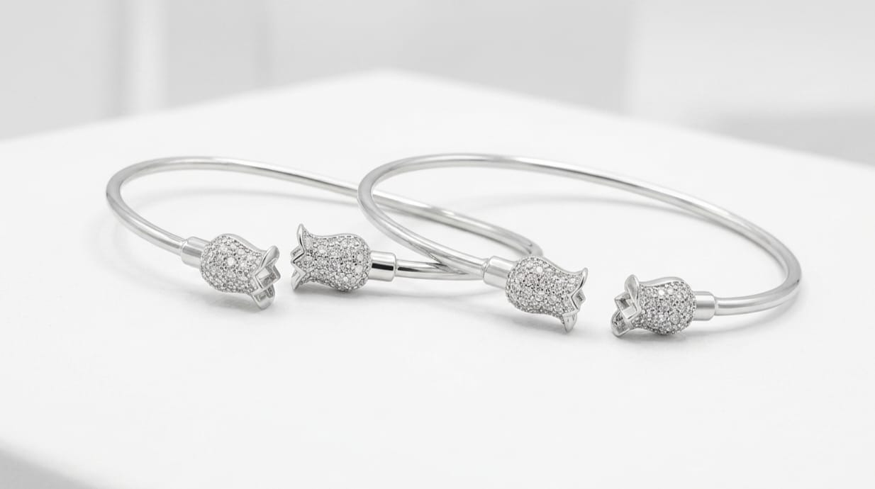 Lotus Design Stainless Adjustable Bangles