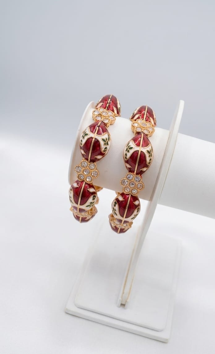 High Gold Meena work Bangles Size 2"4 - Image 2