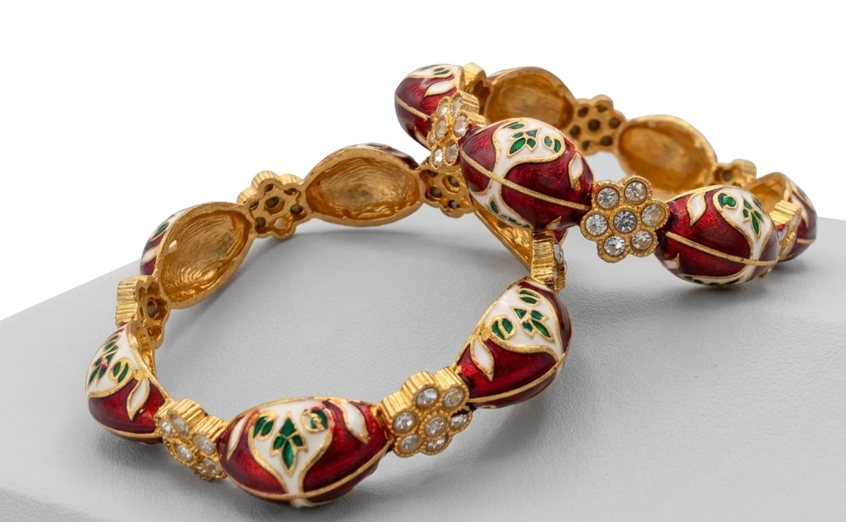 High Gold Meena work Bangles Size 2"4