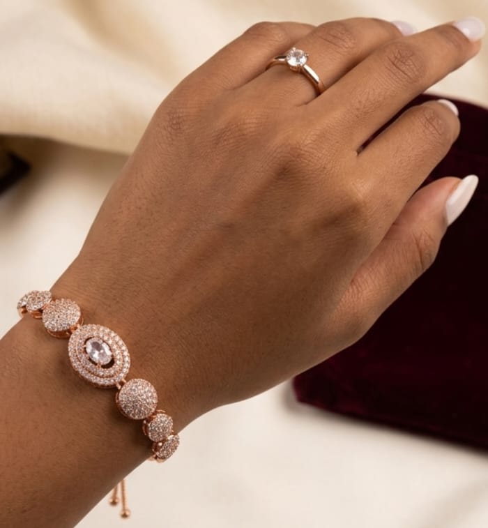 Gold Plated Adjustable Bracelet With Chain - Image 2