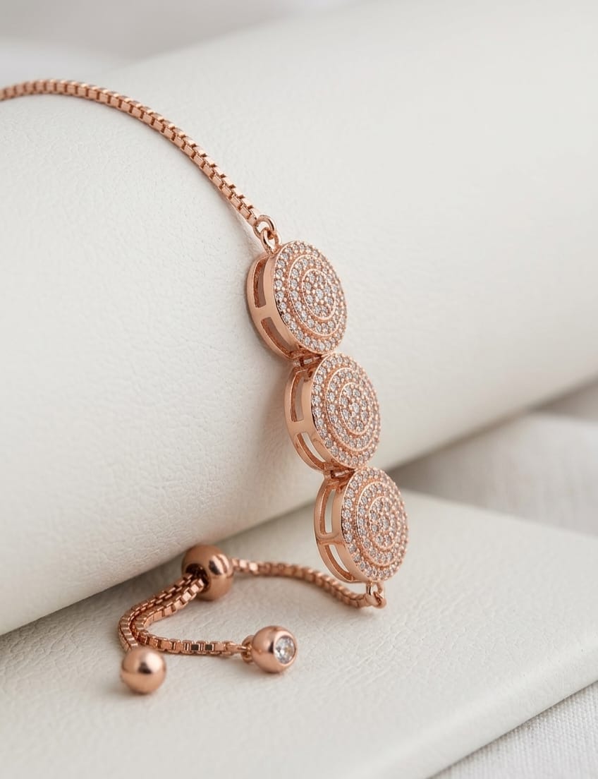 Gold Plated Adjustable Bracelet With Chain - Image 2