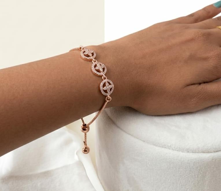 Gold Plated Adjustable Bracelet With Chain - Image 2