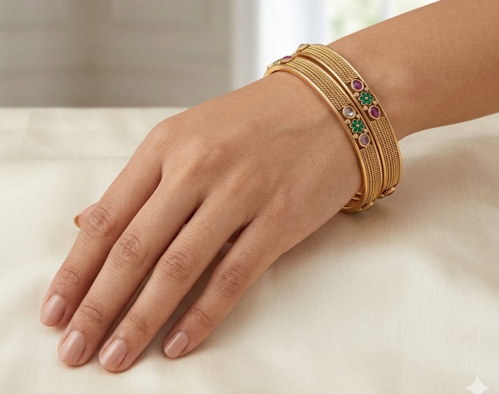 DESIGNER GOLD PLATED BANGLES SET 4 - Image 2