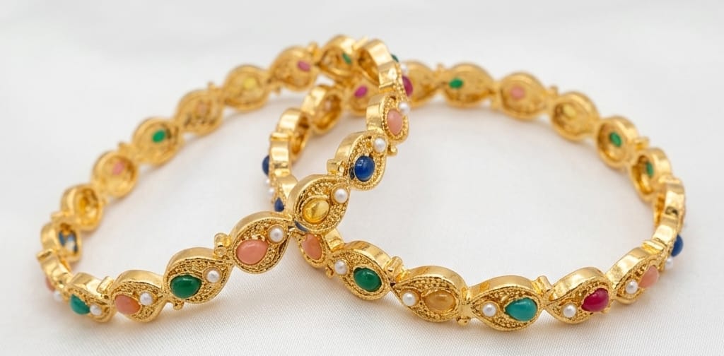 GOLD PLATED 4 BANGLE SET - Image 3