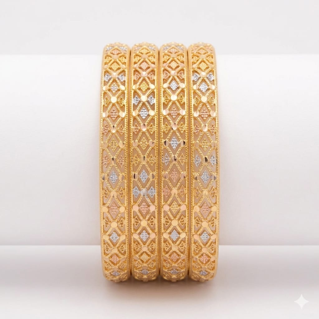 SILVER & GOLDEN COLOR 4 BANGLE SET