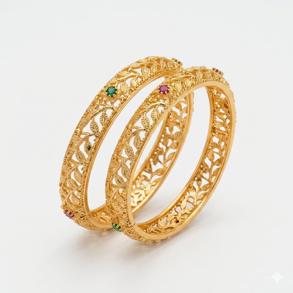 GOLD PLATED DESIGNER SET 4 BANGLES - Image 2