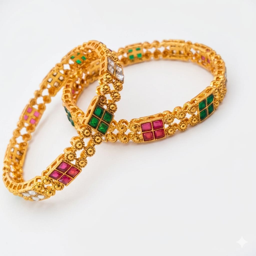 DESIGNER GOLD PLATED 4 SET BANGLES - Image 2