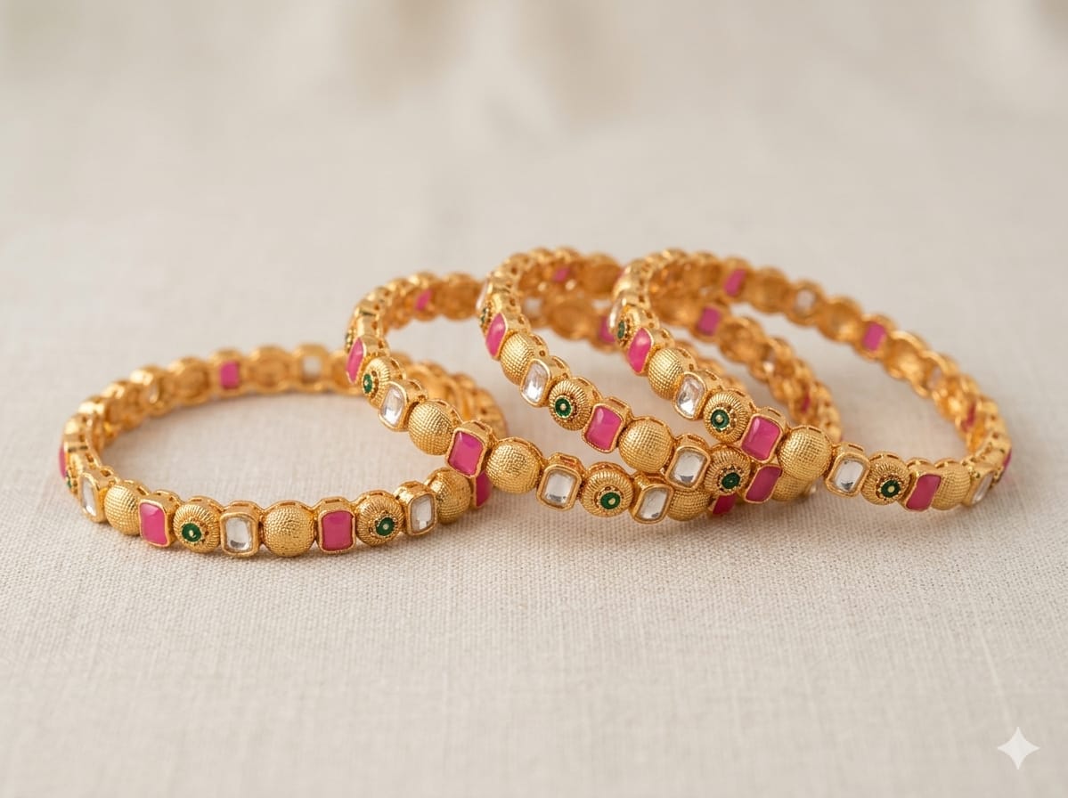 DESIGNER GOLD 4 SET PLATED BANGLES