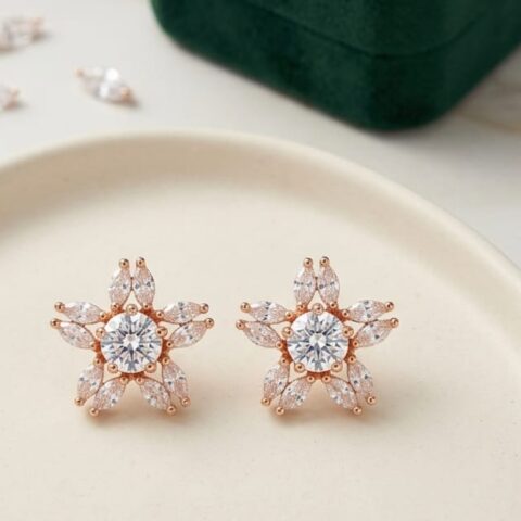 ROSE GOLD PLATED FLORAL EARRING