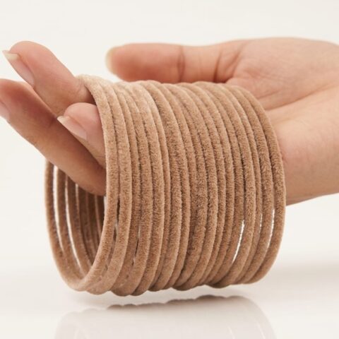 BEIGE VELVET METAL 3 DARJAN BANGLES