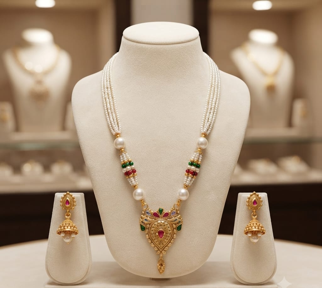 MOTI MALA NECKLACE WITH EARRINGS
