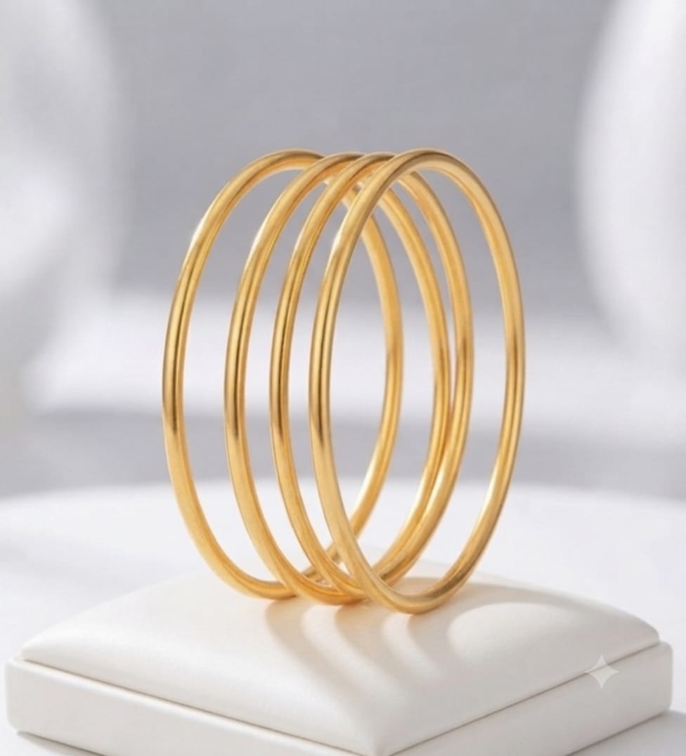 HIGH GOLD PLAIN BANGLES SET 4