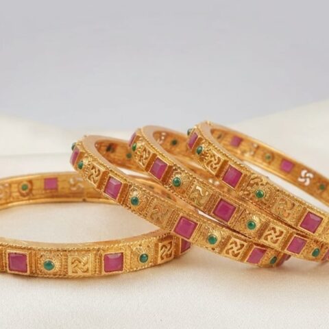 HIGH GOLD NAKSHI WORK BANGLES SET 4