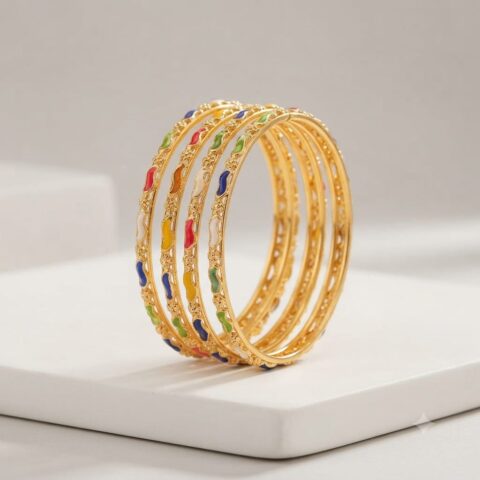 HIGH GOLD MEENAKARI WORK BANGLES SET 4
