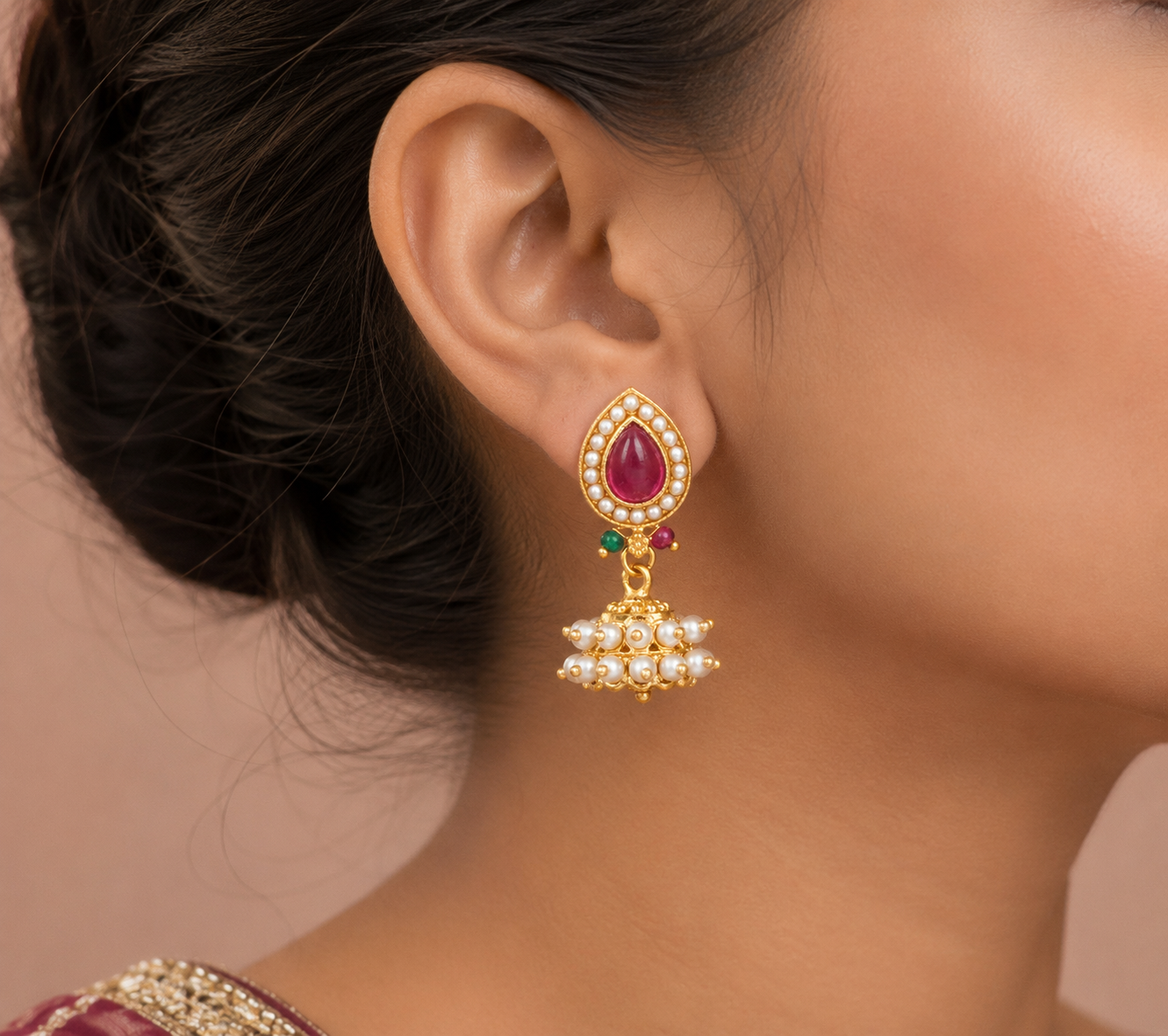TRADITIONAL MOTI JHUMKA - Image 2