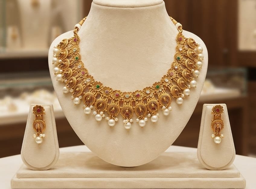 HIGH GOLD NECKLACE WITH EARRING