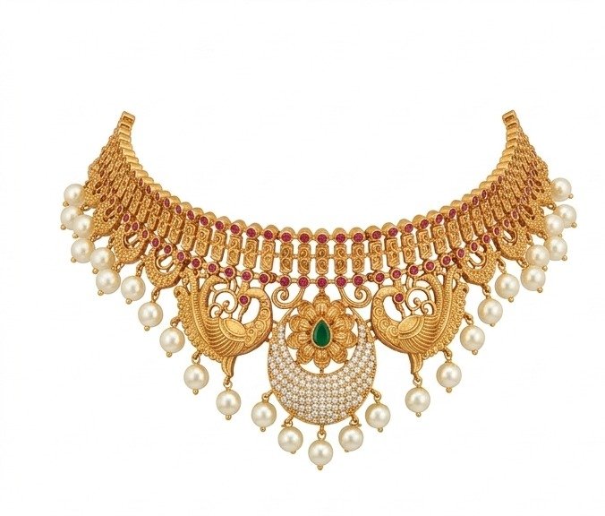 Gold Plated South Indian Choker with Earring