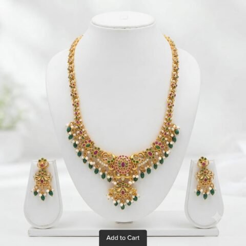 SOUTH INDIAN GOLDPLATED NECKLACE WITH EARRING